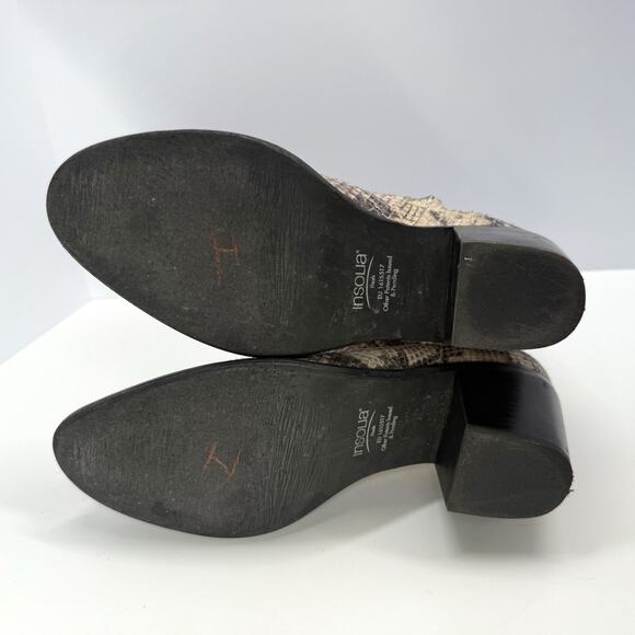 Insolia Boots Womens Size 7 Snake Skin Print Ankle Western Block Heel Zip - Picture 7 of 8